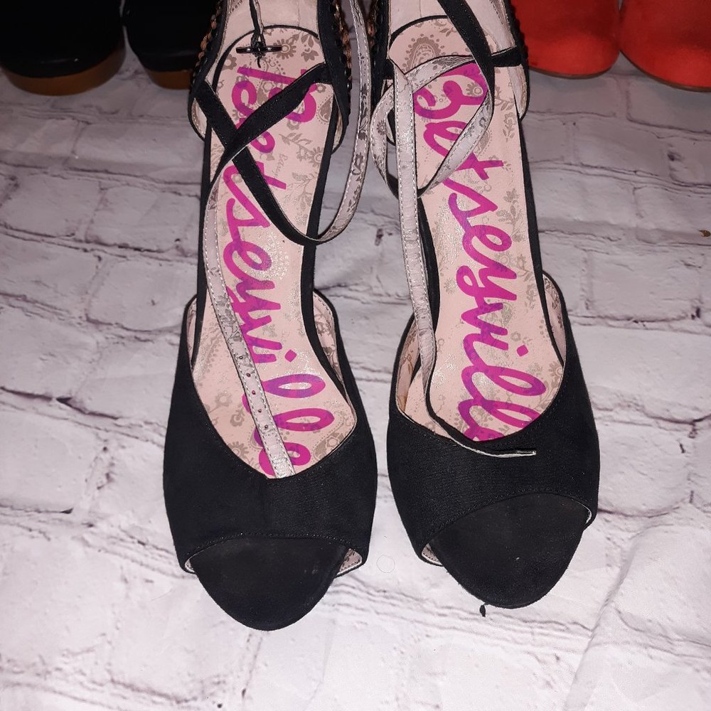 black rhinestone high heels